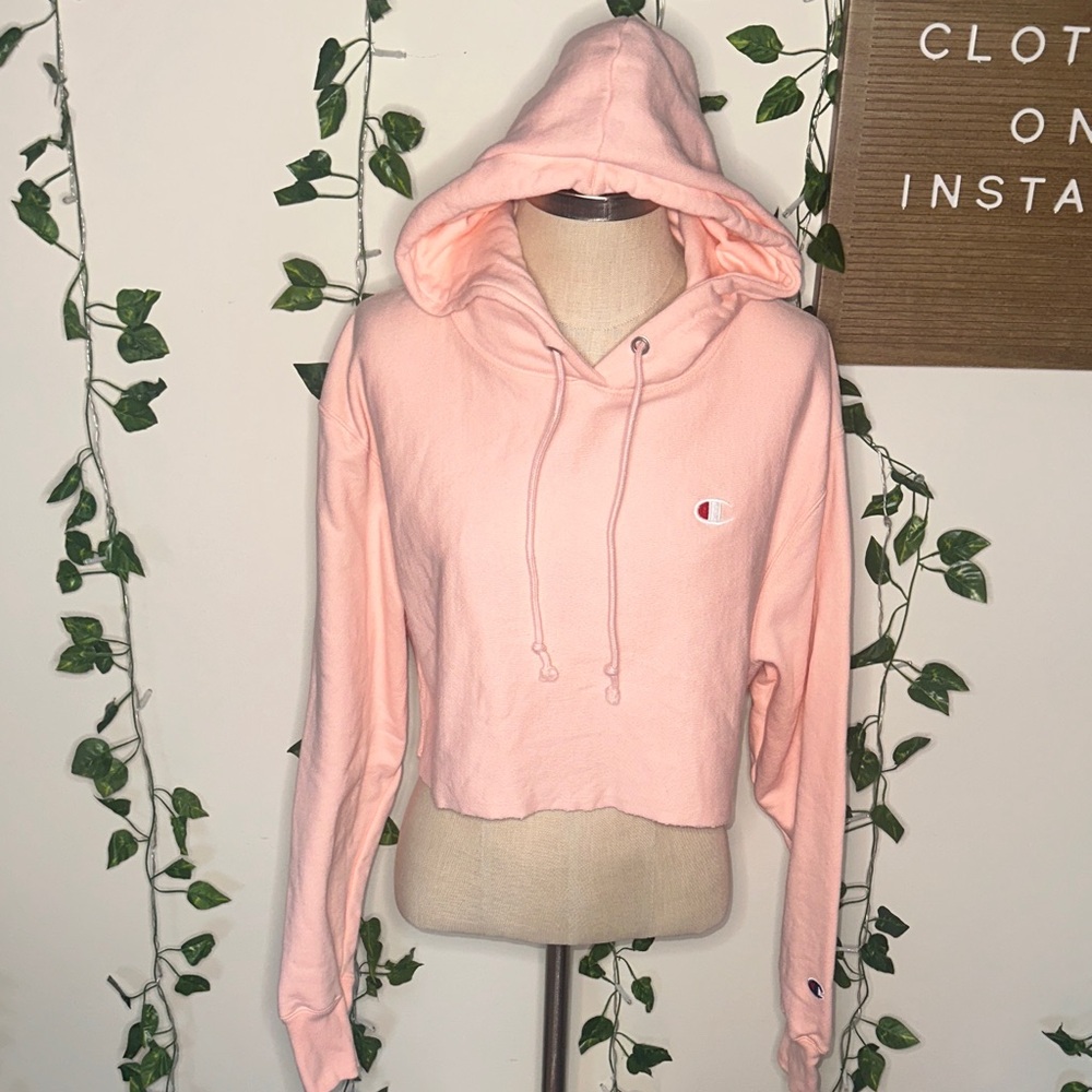 Champion Pink Cropped Hoodie